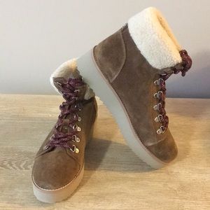 SAM EDELMAN FAUX SHEARLING HIKING BOOTS